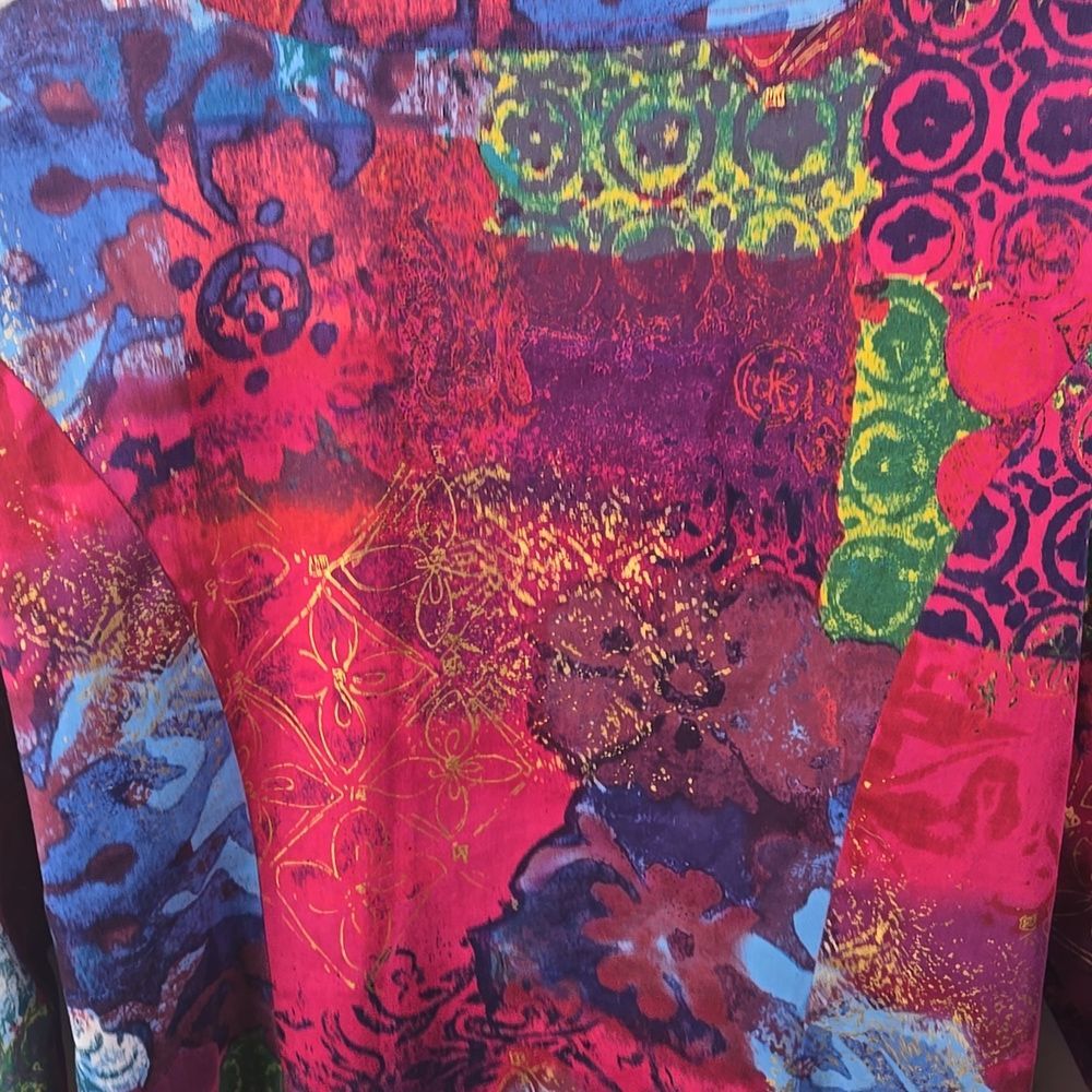 Coldwater Creek Women's Multicolor 3/4 Sleeve Artsy Boho Blazer Jacket Sz 16 - Picture 4 of 9